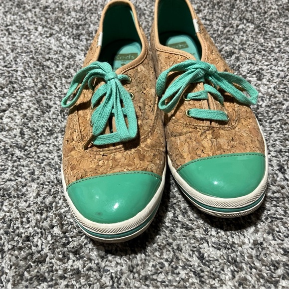 Keds x Kate Spade Cork Cream teal womens sneakers size 6.5 See Note - Picture 2 of 11